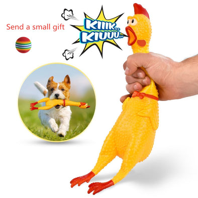 Pets Dog Toys Screaming Chicken Squeeze Sound Toy for Dogs Super Durable & Funny Squeaky Yellow Rubber Chicken Dog Chew Toy