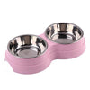 Dog Double Bowl Puppy Food Water Feeder Cute Stainless Steel Pets Drinking Dish Feeder Pets Supplies Feeding Dishes Dogs Bowl