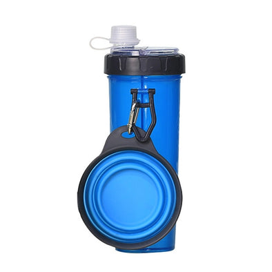 2 in 1 Portable Pet Water Food Container with Folding Silicone Dog Bowls Outdoor Travel Cat Dog Supplies Feeder Cup Water Bottle