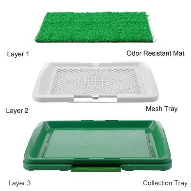 Dog Litter Box Pad Potty Training Synthetic Grass Mesh Tray 3 Layer Pet Toilet for Dogs Indoor Outdoor Use