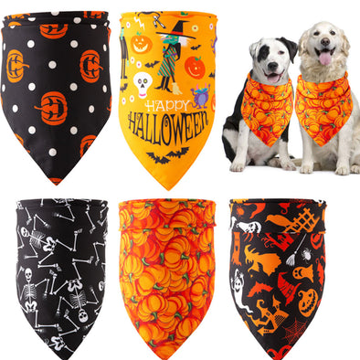 Halloween Dog Bandana Cotton Scarf Bib Grooming Accessories Triangular Bandage Collar for Small Medium Large Pet Fashion Design