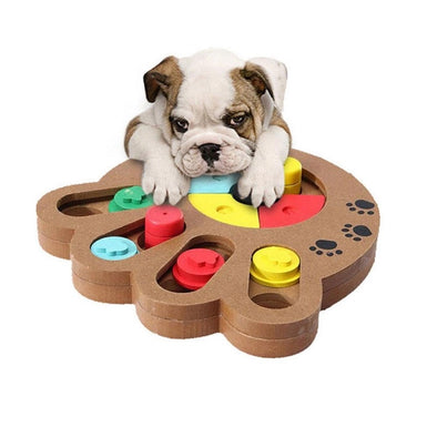 1 Pcs Dogs Puzzle Toys Bones Paw Prints Wooden Fun Feeding Multi-functional Interactive Dog Toys For Cats Pet Feeder Educational