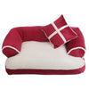 Luxury Double-Cushion  Pet Dog Sofa Beds With Pillow Detachable Wash Soft Fleece Cat Bed Warm Small Dog Bed