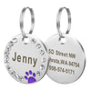 25mm Round Custom Engraved Dog Tag Pet Dog Collar Accessories Custom Cat Id Tag Stainless Steel Bone Paw Name Tags Anti-Lost