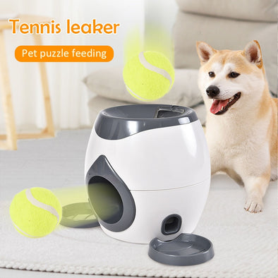 Creative 2 In 1 Pet Dog Toy Interactive Automatic Ball Launcher Tennis Ball Toys And Food Dispenser For Dog Reward Game Toy A26