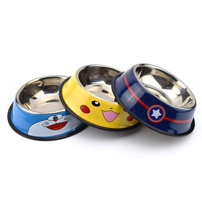 Stainless Steel Pets Dog Bowl Cartoon Cute Travel Food Container For Cats Outdoor Drinking Water Dish Feeder Tableware Suluk