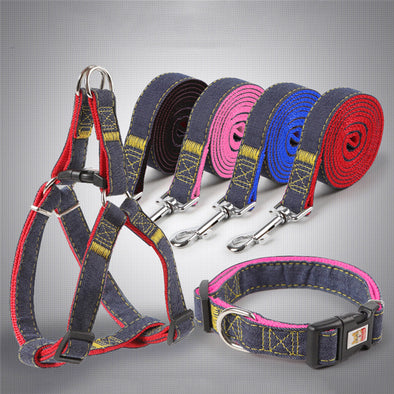 Dog Collars Personalized Leather Dog Collar  Small Medium Large Dogs Pitbull Bulldog Beagle Pets Denim Nylon Adjustable S M L