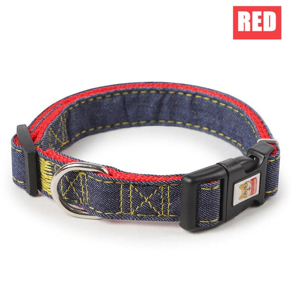 Dog Collars Personalized Leather Dog Collar  Small Medium Large Dogs Pitbull Bulldog Beagle Pets Denim Nylon Adjustable S M L