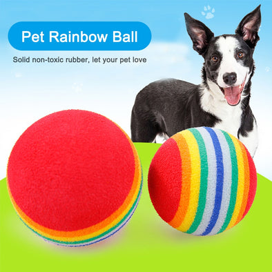 Funny Pets Dog Training Interactive rainbow Ball Puppy Cat Ball Teeth Toy EVA Chew Dogs Play Fetching Ball Toys Pet Supplies
