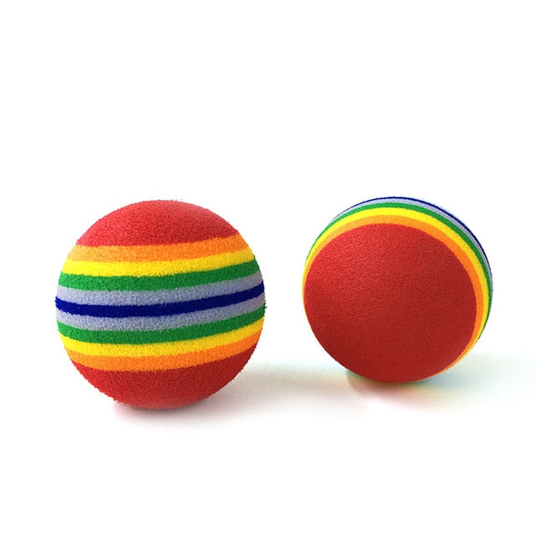 Funny Pets Dog Training Interactive rainbow Ball Puppy Cat Ball Teeth Toy EVA Chew Dogs Play Fetching Ball Toys Pet Supplies