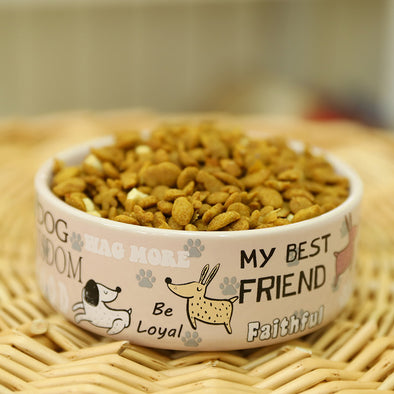 Lovely Pet Feeders Letters Cartoon Pattern High Quality Thick Non-slip Ceramics Bowls for Dogs Cats Bowls Pet Supplies