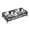 Fashion Double Dowls Dog Feeder Pet Supplies Dog Bowl Stainless Steel Ceramics Cat Food Feeding Water Dish Cat Bowl