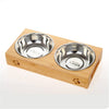 Dog Feeders Bowl Bamboo Tableware Ceramic and Stainless Steel Double Mouth Dog Bowl High Grade Antiskid Pet Supplies