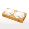 Dog Feeders Bowl Bamboo Tableware Ceramic and Stainless Steel Double Mouth Dog Bowl High Grade Antiskid Pet Supplies