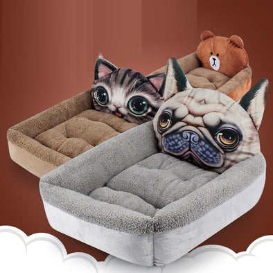 Funny 3D Cartoon Animals Pet Dog Beds Cushion Winter Warn Kennel New Style Sofa for Small Medium Dogs Cats Puppy Fleece Bed
