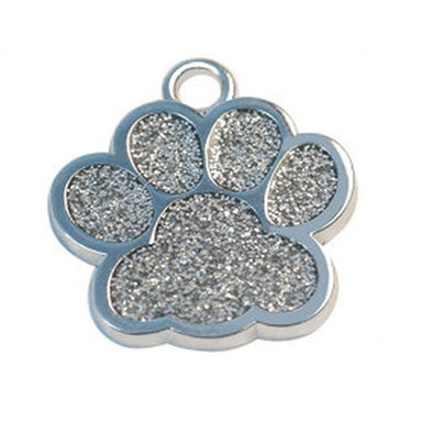 Personalized Dog ID Tag Glitter Engraved Dogs Name Tags Paw Shape Anti-lost Pet Nameplate Bling Rhinestone Pendant Necklace
