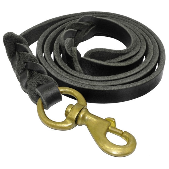 Braided Leather Dog Leash Pet K9 Walking Training Leash Lead For Medium Large Dogs German Shepherd Gift Dog Training Clicker