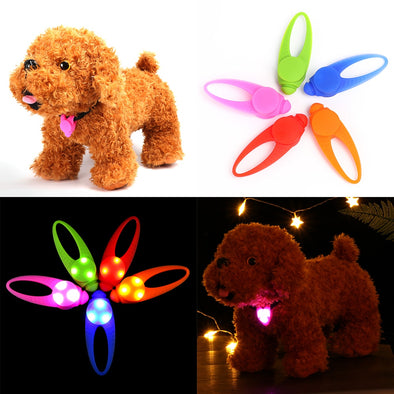 Colorful LED Silicone Dog Cat Collar Lights Waterproof Pet Luminous Pendant Buckle Necklace Bright Night Light