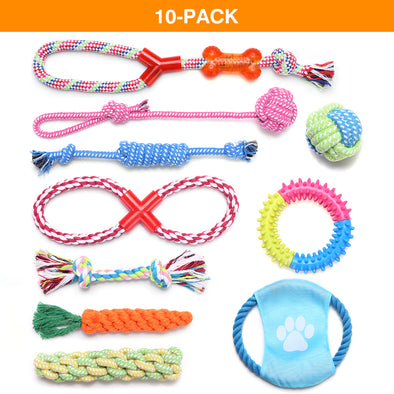 1 Set Dog Chewing Toys Set Chew Toys Gift Set Pet Rope Flying Discs Toy Durable Braided Bone Chewing Training Toys Rope 5-10 pcs