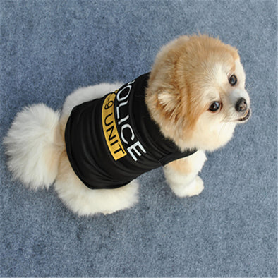 POLICE Back Pet Cat Dog Clothes Vest Summer Unisex Puppy Dogs T Shirt Sleeveless Apparel Clothing Cute Wear For Small Doggy