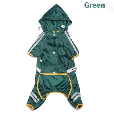 Comfortable Green/ Yellow/ Red Dog Hooded Raincoat Waterproof Rain Coat Pet Jacket Puppy Rainwear Outdoor Clothes Pet Clothing