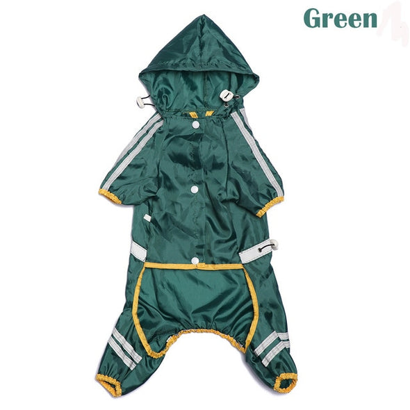 Comfortable Green/ Yellow/ Red Dog Hooded Raincoat Waterproof Rain Coat Pet Jacket Puppy Rainwear Outdoor Clothes Pet Clothing