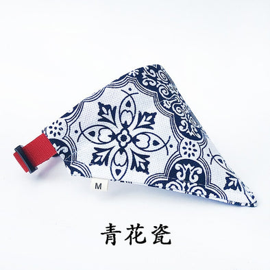 Adjustable Pet Dog Print Neckerchief Scarf Resistant Wear Canvas Waterproof Saliva Towel For Small Medium Dog Bandana Bibs Scarf