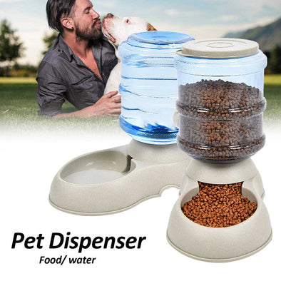 3.75L Dog Cat Large Automatic Feeder Drinker Food Water Dispenser Pet Bowl Dish